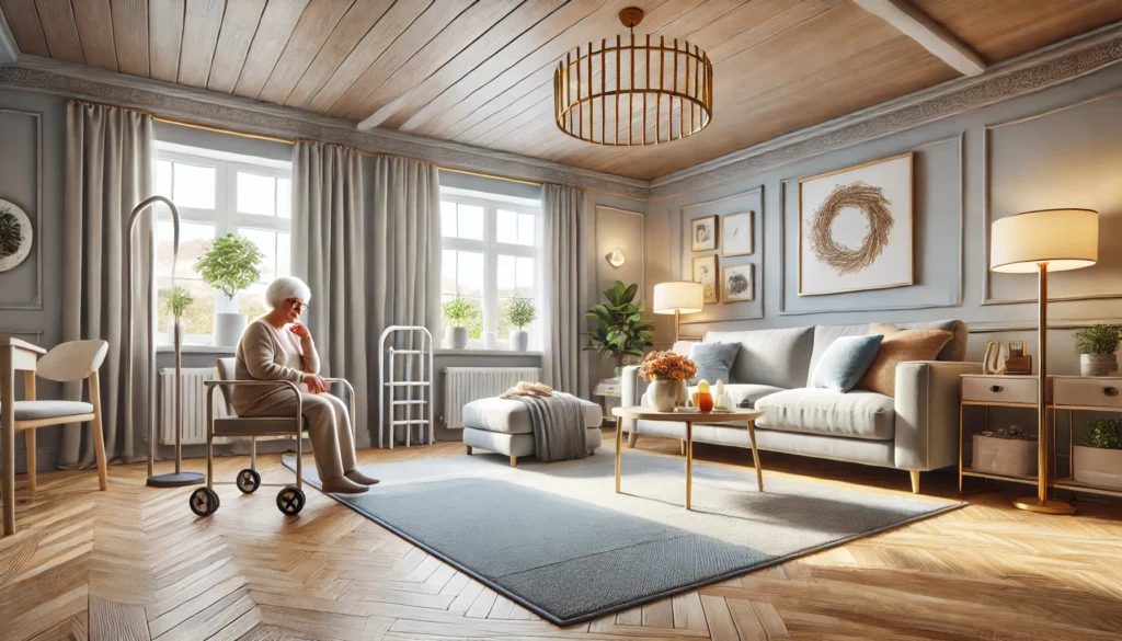 well-organized living space designed for seniors, emphasizing safety and comfort